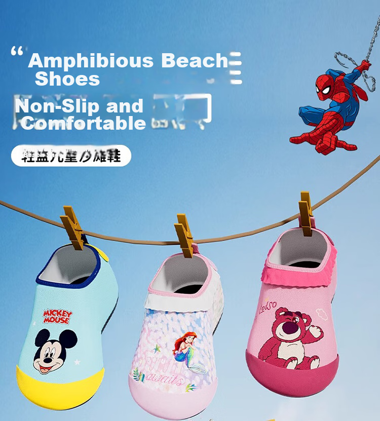 Disney Kids Beach Shoes Baby Non-Slip Snorkeling Socks Boys Girls Swimming Water Shoes D95905 Spiderman Navy M 1