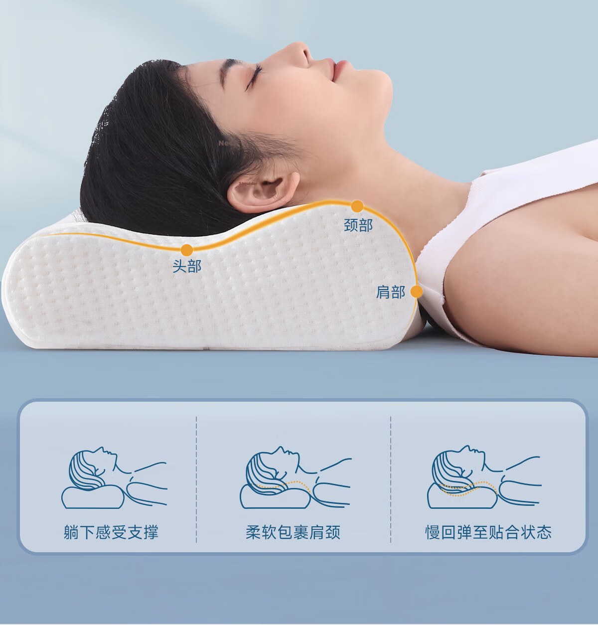 MLILY Slow Rebound Memory Foam Cervical Pillow Core, Sleep-Specific Adult Pillow, Single-Person Single-Use Comfortable Pillow M 5