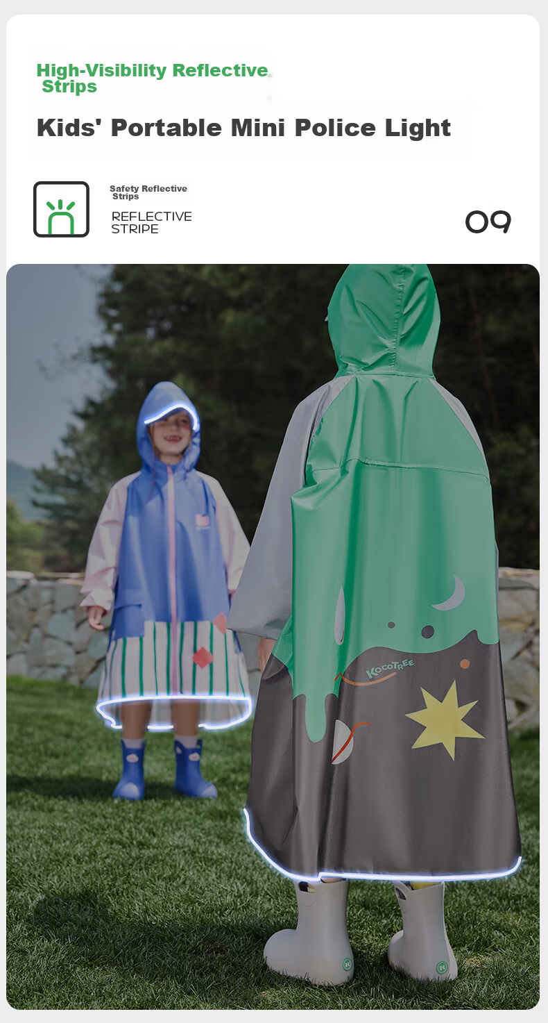 Kocotree KK Tree Kids Raincoat with Backpack Cover for Boys and Girls, Children's School Rain Poncho 20