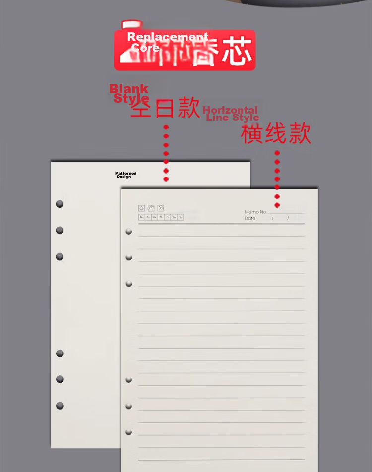 Xutong A5 Loose-Leaf Refill Paper for 6-Hole Notebook, 80 Sheets/160 Pages, Blank Thickened Refill Inner Pages for Notebooks, Meeting Notes Journal 2