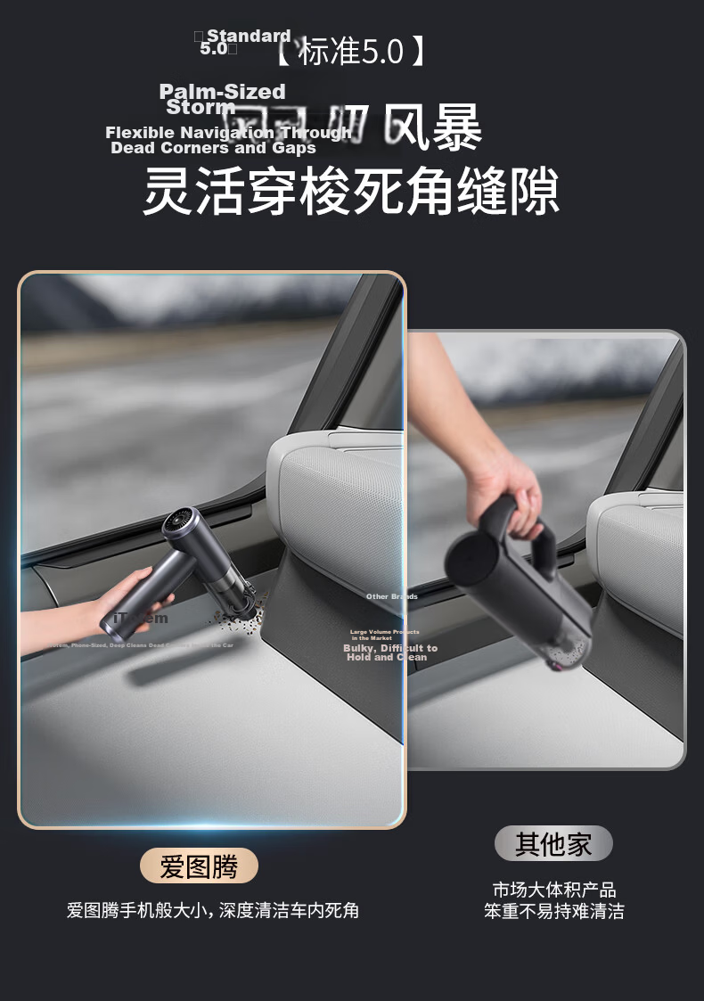 Aituteng M8Pro+ Car Vacuum Cleaner, Compact Handheld Vacuum Cleaner, Wireless Powerful Blowing And Suction Dual-Use Integrated High-Power Car Interior Desktop Portable Vacuum for Home Use M8Pro 19