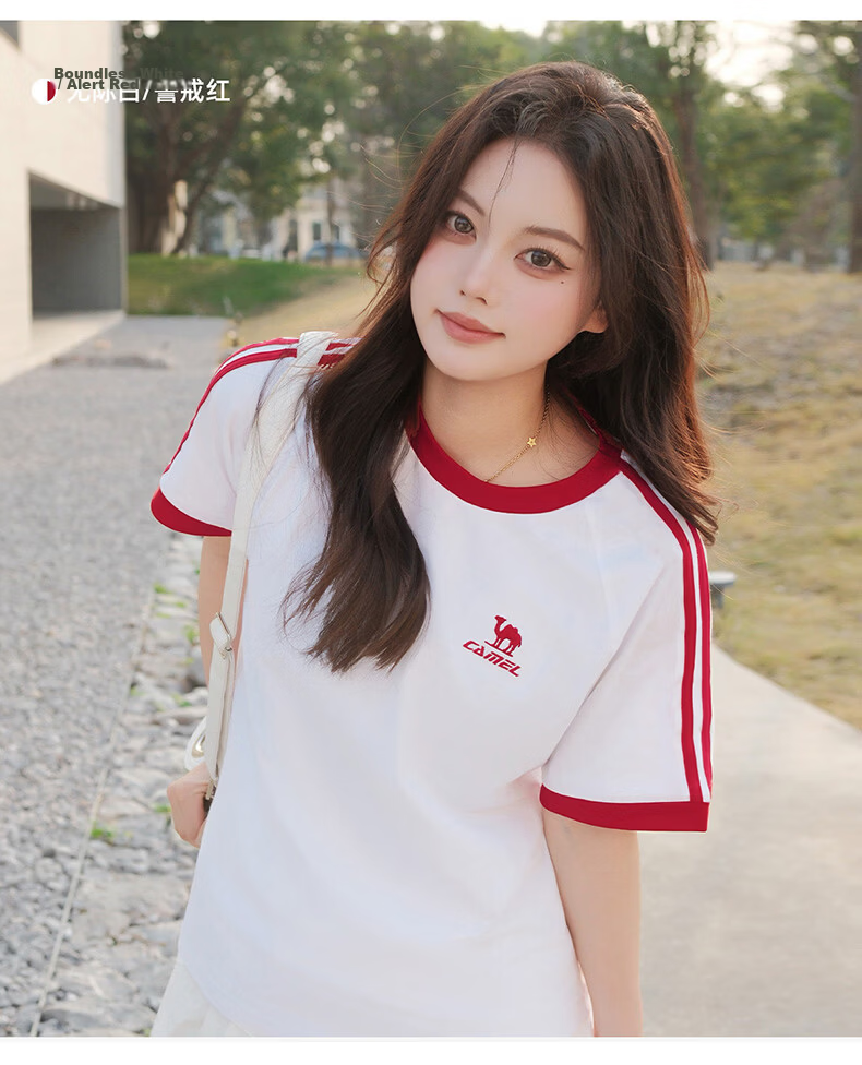 CAMEL Dilireba Style Short Sleeve Soft Cotton T-Shirt Unisex Summer New Loose Casual Sports Top 34