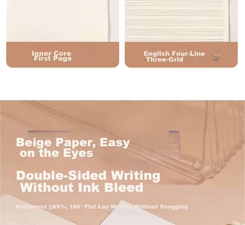 Deli English Notebook A5/30 Sheets Sewn Exercise Book Kraft Paper Student Practice Book 5-Pack FA530-5 5