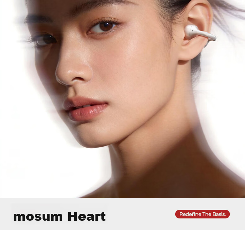 Moxin [Zero Sensation Wear | True AI Interaction] Clip-on Noise Cancelling Bluetooth Earphones Open-type True Wireless Long Battery Life Sports Gaming Call Compatible with Apple Huawei White 4