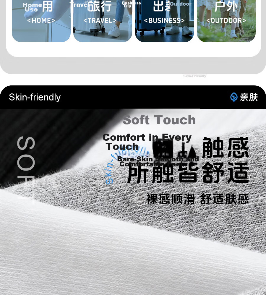 Kelorock Disposable Short Socks Unisex Black and White 20 Pairs Travel Portable Wash-Free Socks 4
