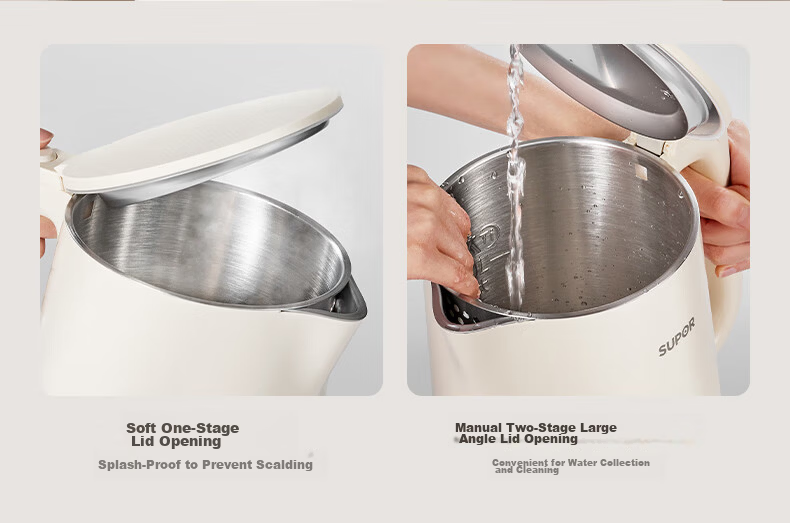 SUPOR 1.7L Large Capacity Electric Kettle Household Water Boiler Pure Titanium 0 Coating Color Screen Touch Control Constant Temperature Insulation SW-17J82T 10