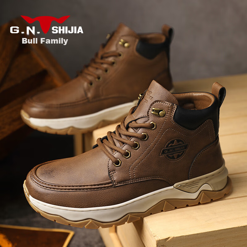 Bull Family Martin Boots Men 2026 Autumn Winter New High-Top Sneakers Men's Casual Outdoor Sports Hiking Shoes