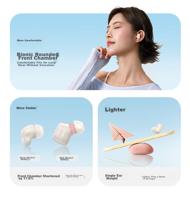 Baseus WM02s Bluetooth Earbuds 2026 Upgraded AI Sleep In-Ear True Wireless Earphones Low Latency Bluetooth 6.0 Physical Noise Cancellation for Apple Huawei Xiaomi 17
