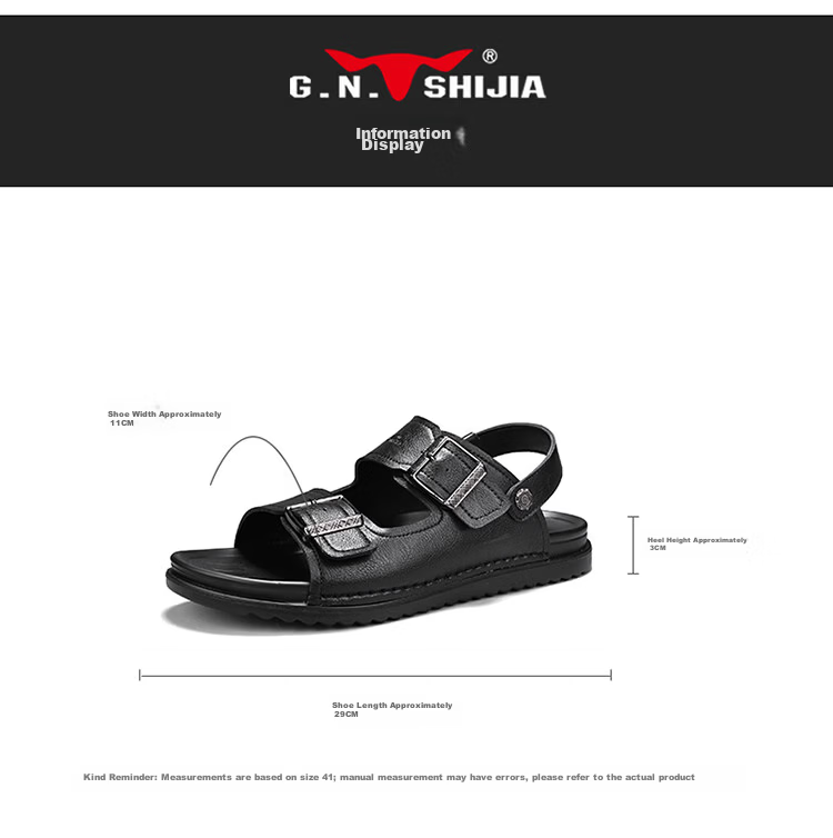 Bull Family Men's Leather Sandals Summer New Casual Outdoor Breathable Beach Shoes Men's Sports Driving Dual-Purpose Slippers 9