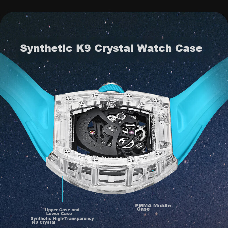 CRONUSART Kluos Crystal Mechanical Men's Watch Skeleton Automatic Luminous Wristwatch Gift 8