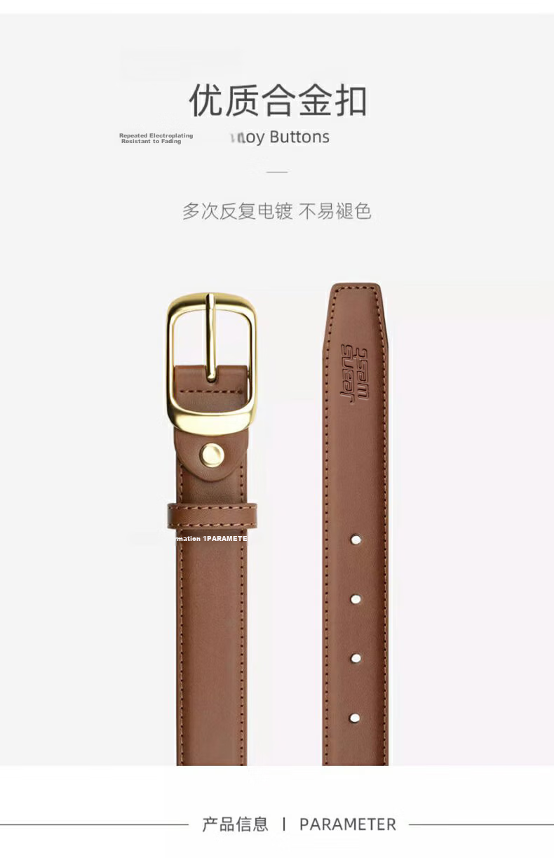 JEANSWEST Women's Leather Belt New Fashion Simple Pin Buckle Denim Pants Decorative Versatile Waistband for Skirts 5