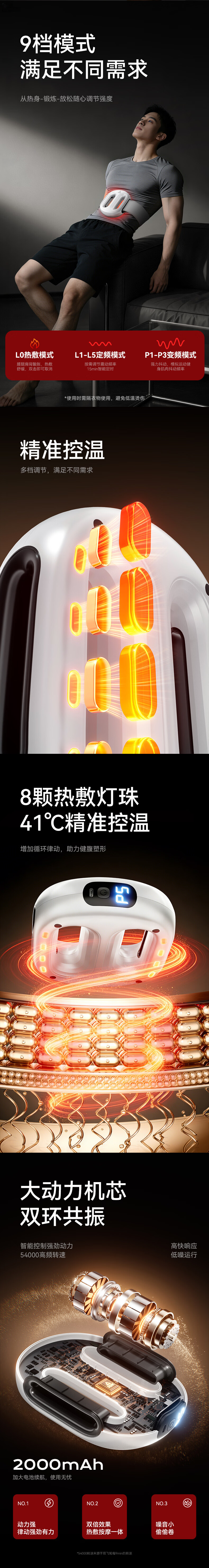PEAK Fascia Gun Fat Burning Massager Shaking Machine Lazy Waist Abdomen Slimming Belt Full Body Vibration Massage Fitness Abs Fascia Ring Massager Gift for Men and Women 3