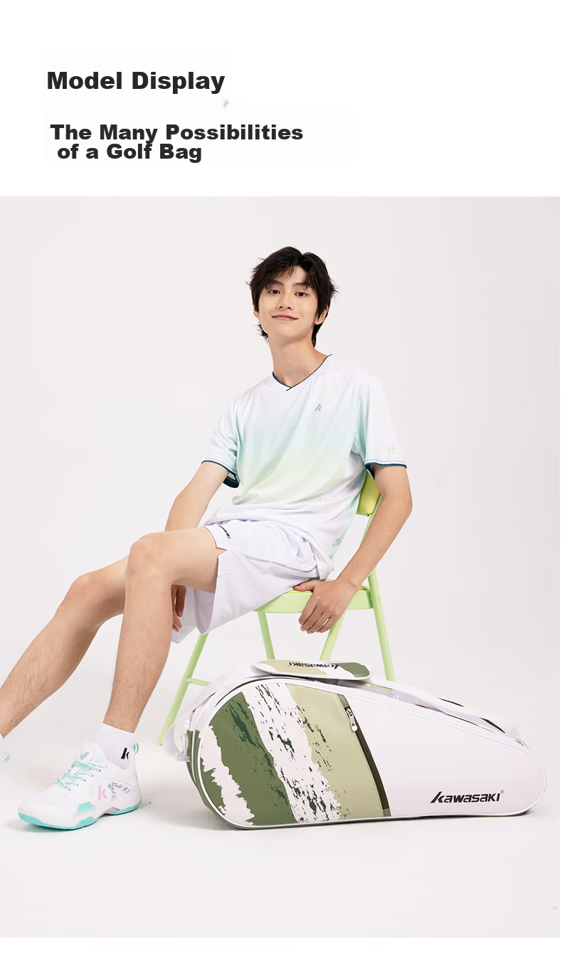 KAWASAKI Badminton Bag 6-Racket Sports Backpack Casual Training Tennis Bag B8365 Moss Green 6