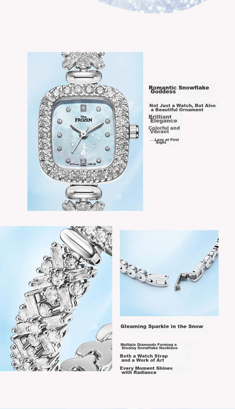 Disney Dreamy Snow Girls Quartz Watch Luxury Niche Gift for Girlfriend and Best Friend Birthday 8