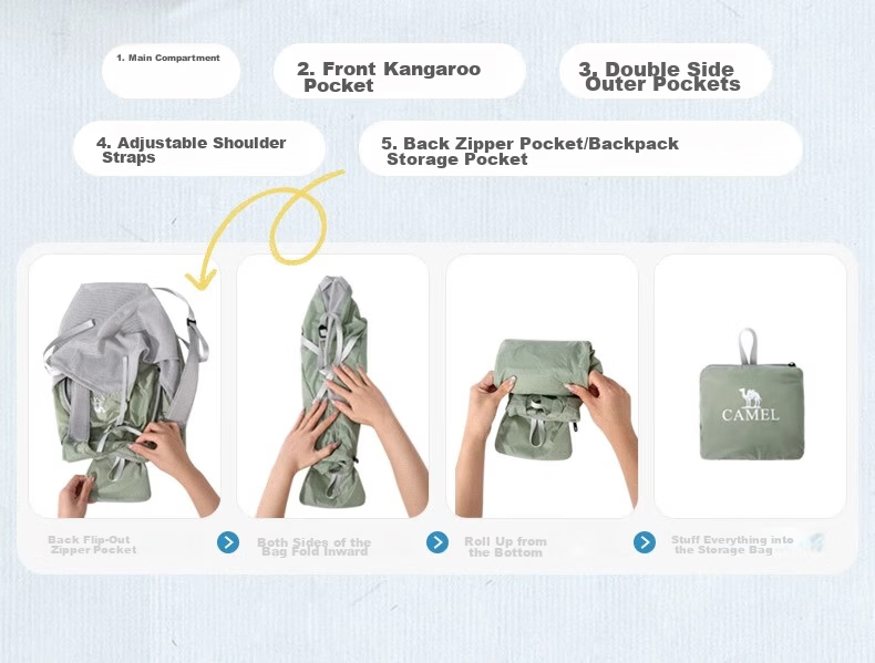 CAMEL Outdoor Sports Backpack Lightweight Foldable Running Skin Bag Unisex Hiking Travel Bag 8