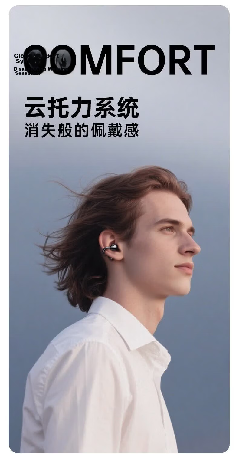 Chuanggu [2026 Latest Model I Berlin Sound] Bluetooth Wireless Clip-On Earphones Comfortable Fit Stable Non-In-Ear High-Fidelity Sound for Fitness Running Sports 12