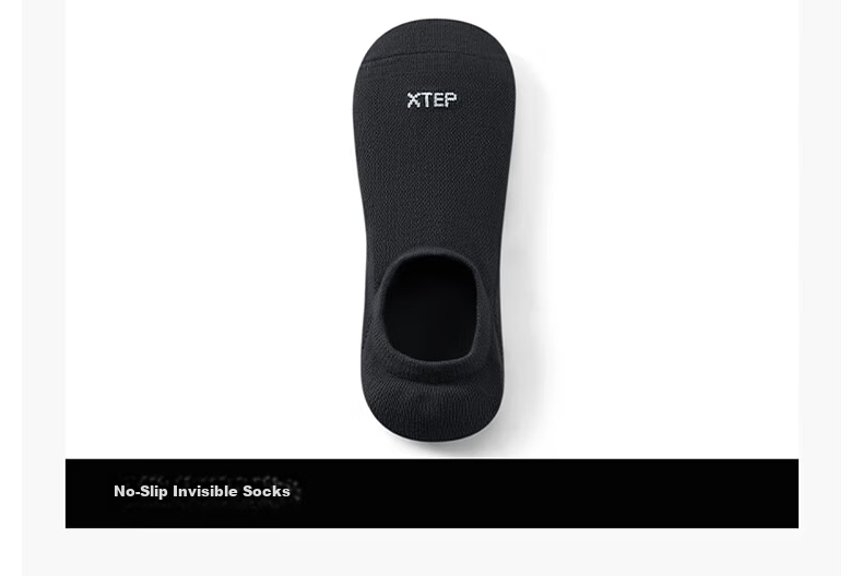 XTEP Men's Sports No-Show Socks Summer Breathable [4 Pairs] Black One Size 8