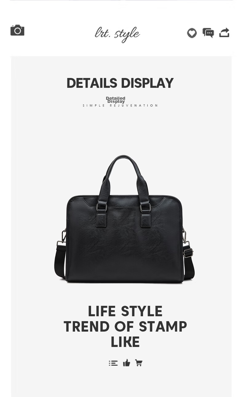 Lao Ren Tou Men's Briefcase Business Handbag Office Travel Shoulder Crossbody 13-inch Laptop Bag Birthday Gift 12