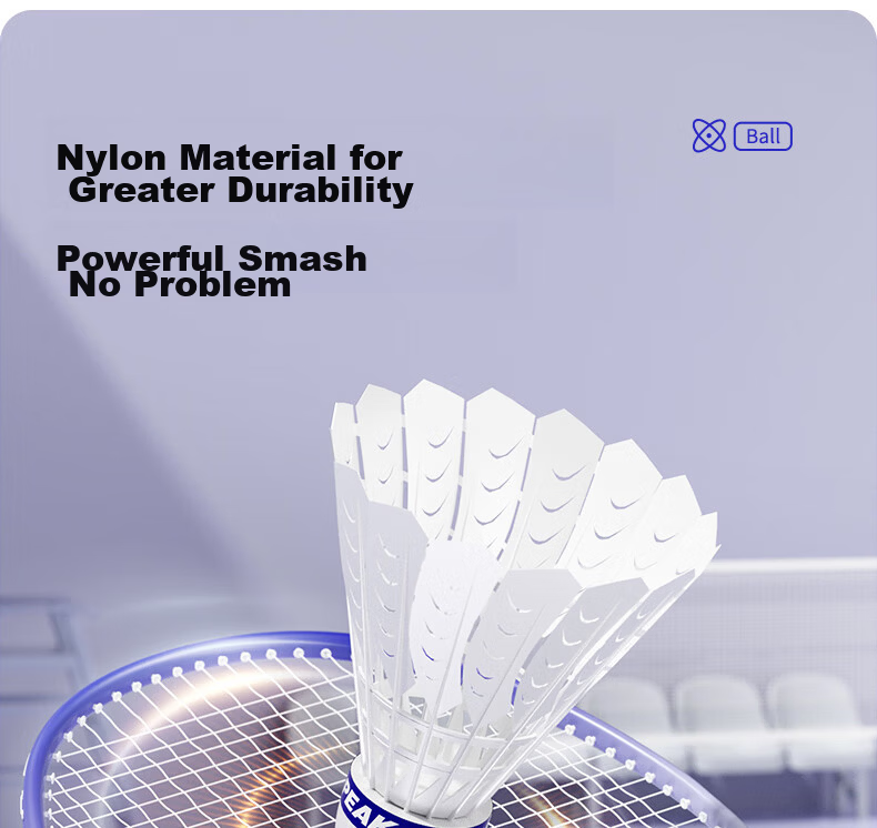 Peak Badminton Synthetic Nylon Shuttlecocks Plastic Durable King 12-Pack Training and Competition Shuttlecocks Pokeong 2