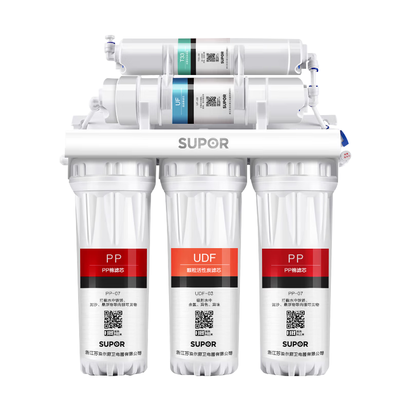 SUPOR Under-Sink Water Purifier Ultrafiltration Home Simple Model Scale Inhibitor Water Filter Tap Water Purifier Convenient Filter Replacement Desktop Filter 2-Year Ultrafiltration Membrane U501