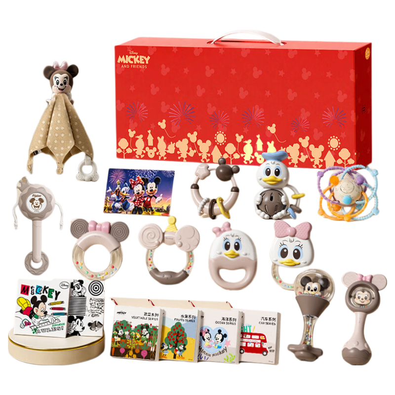 Disney Newborn Welcome Gift Set, Baby Gift Box, Newborn Gifts, Full Moon Gift, Teether, Rattle