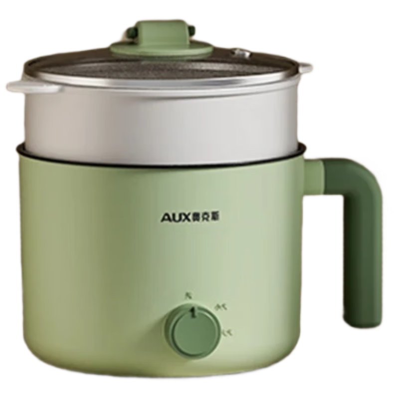 AUX Electric Cooking Pot Instant Noodle Cooker Dormitory Small Electric Pot Electric Steamer Student Dormitory All-in-One Instant Noodle Mini Hot Pot 1.2L Multifunctional Pot HX-12B116A with Steamer B