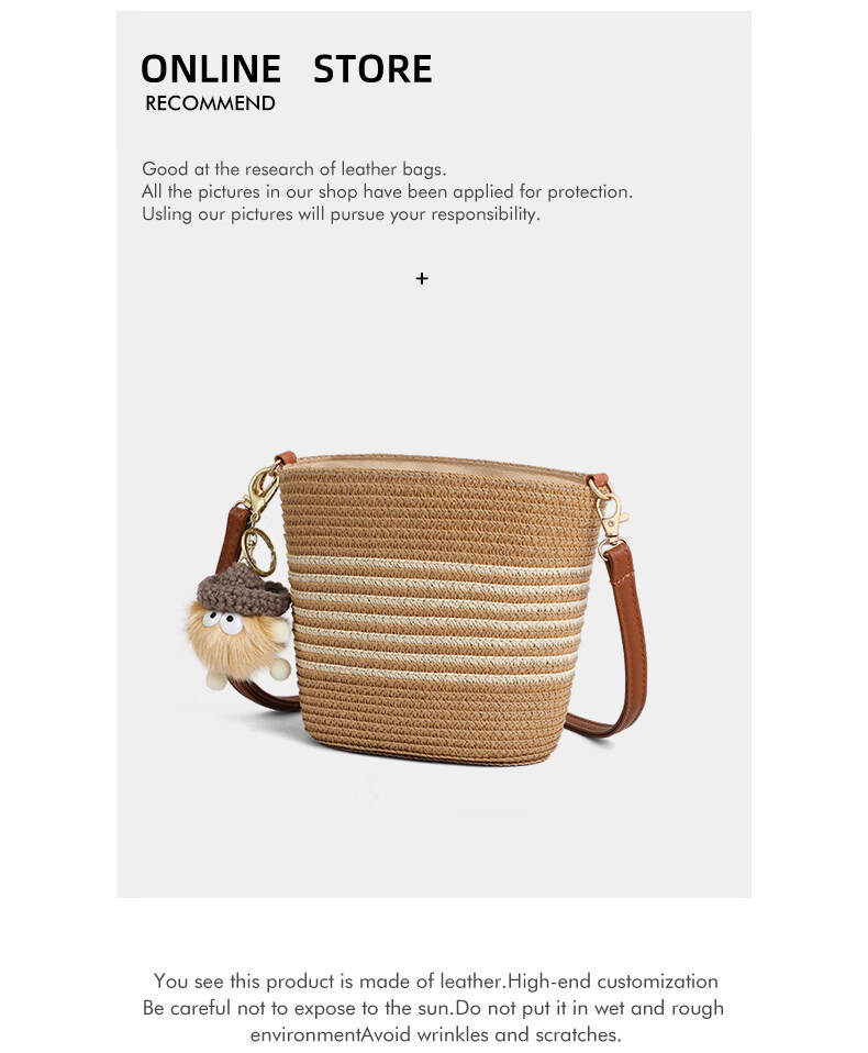 Love Sea Woven Crossbody Bag for Women Straw Bucket Beach Bag Birthday Gift for Girlfriend Wife Premium Feel 3