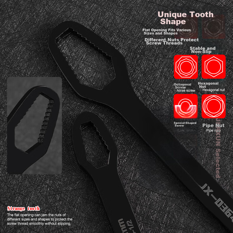 JERXUN Multifunctional Double-Ended Wrench Multi-Purpose Eyeglass Torx Industrial Self-Locking Narrow Open-End Wrench Tool Set 6
