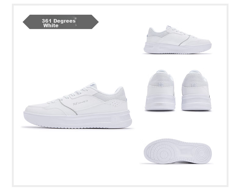 361° Qinghe 2.0 Men's Sneakers Sports Shoes Spring Summer Casual Thick Sole White Shoes 672616610-1 45