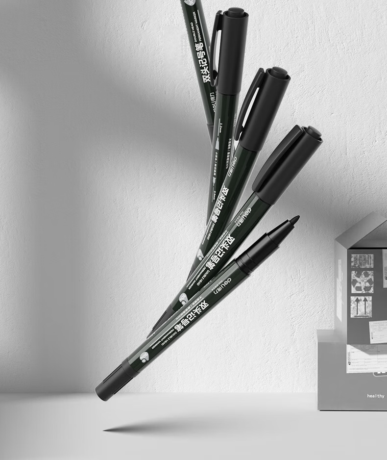 Deli Blue Oil-Based Waterproof Thick-Tip Marker Pen, Logistics Large-Tip Pen, Signature Pen, Marker Pen, Conference Office Supplies, 10 Pcs/box, S550 1