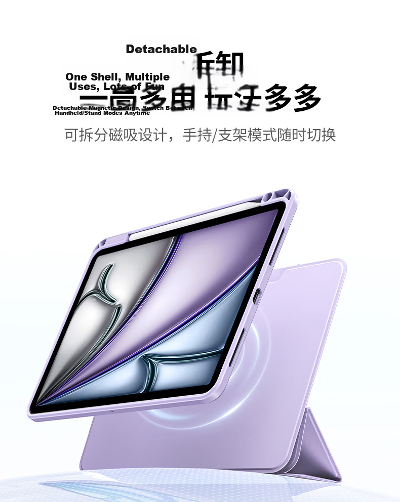 Ugreen iPad 12/11/10 Case with Pencil Slot 11-inch 2026 Model A18 Chip Full-Coverage Transparent Y-Shaped Stand Anti-Bend Pink Tablet Case for Apple 6