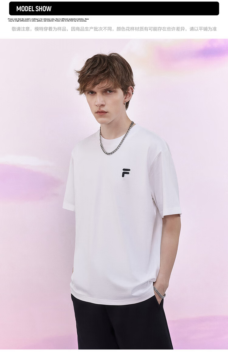 FILA FUSION Fashion Casual Couple's Knit Short Sleeve Summer Cotton T-Shirt 10