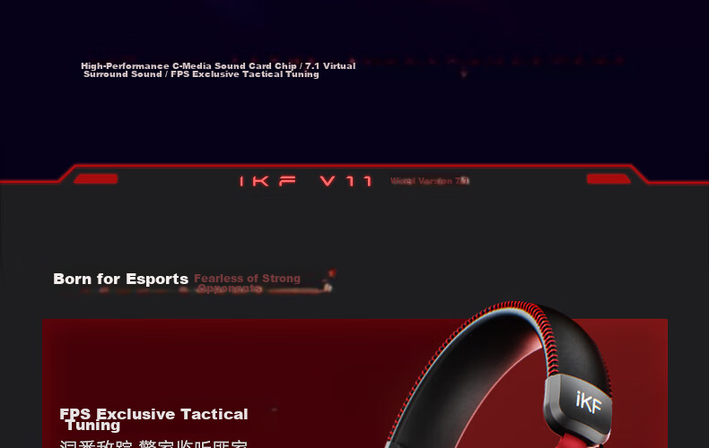 IKF V11 S USB Wired Gaming Headset Over-Ear Esports Headphones Wired Microphone 7.1 Surround Sound FPS Positional Audio Valorant Delta Smoke Gray 6