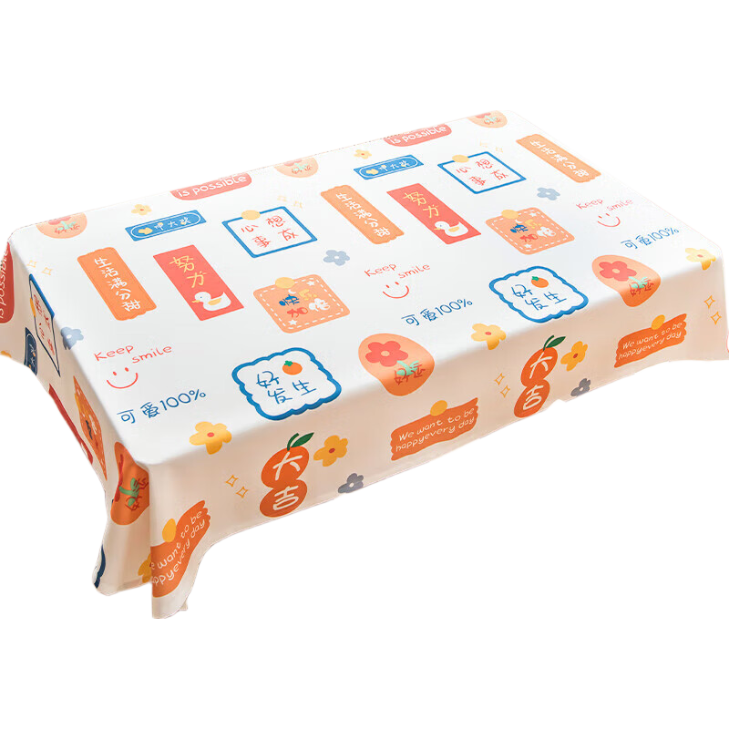 CHERISHES LIFE Waterproof And Washable Tablecloth, Rectangular Table Mat for Dining Table And Coffee Table, Table Pad, Haoshi Happening, 90*137cm