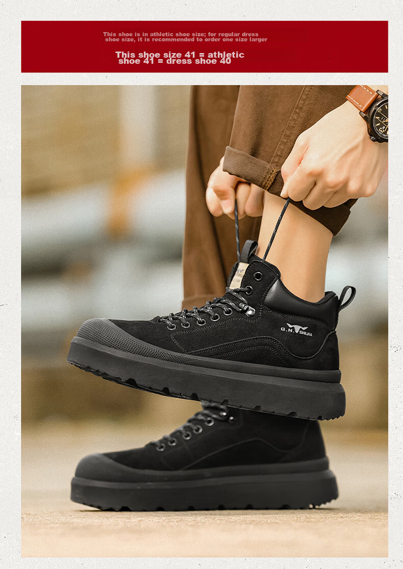 Bull Family Martin Boots Men Autumn Winter New Retro Fashion Round Toe Work Boots Outdoor Thick Sole High Top Shoes 9
