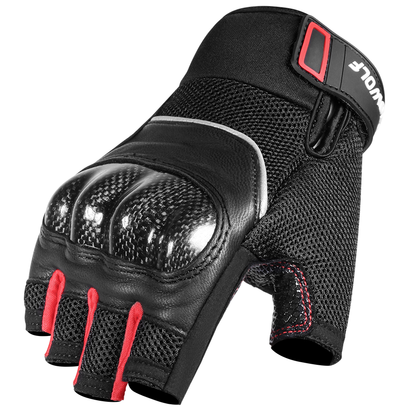MOTOWOLF Motorcycle Gloves Half Finger Carbon Fiber Summer Breathable Riding Motorbike Anti-fall Knight Gear Unisex