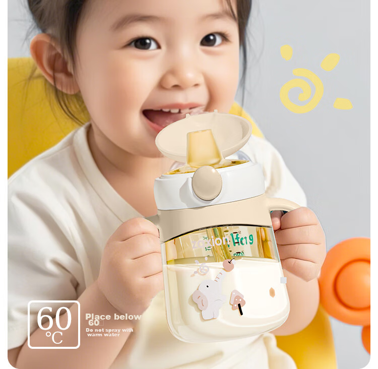 Zaxion Little Elephant Training Cup Duckbill Spout Rock Gray Green PPSU Training Cup Anti-Choke Baby Cup Straw Cup for Children 6 Months+ 9