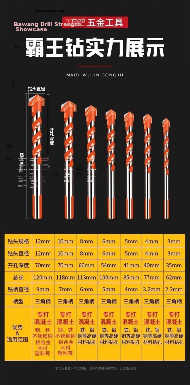 Yanran Triangle King Drill Set High Hardness Tile Drill Bits [4mm] 6 Pieces 9