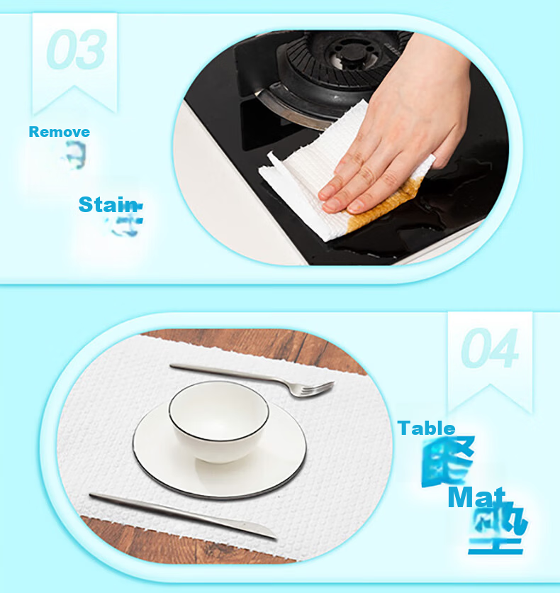 Miaojie Disposable Cleaning Cloth 25x20cm 60 Sheets Kitchen Dishwashing Oil Removal Tool 12
