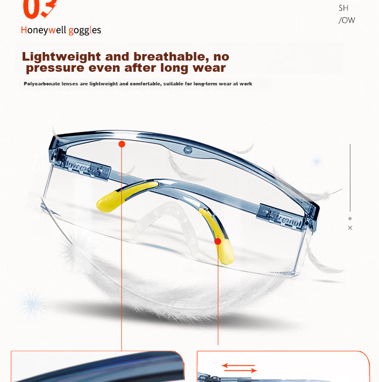 Honeywell Cycling Goggles, Anti-Wind, Anti-Splash, Anti-Fog, Anti-Sand, Anti-Droplet Protective Eyewear for Experimental Grinding And Cutting 6