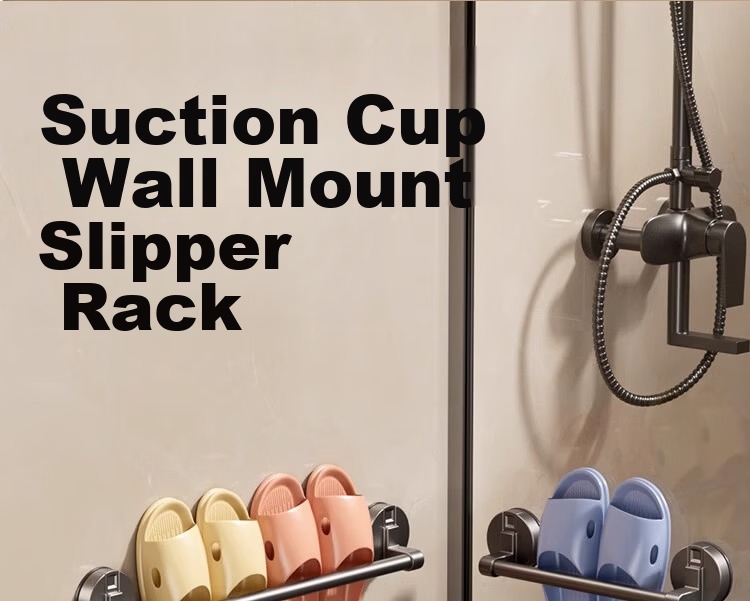 Baihan Suction Cup Bathroom Slipper Rack Towel Rack No Drilling Storage Shelf Waterproof Slipper Holder 1