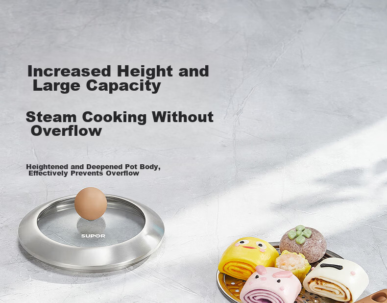 SUPOR Milk Pot, Baby 316L Stainless Steel Food Pot, for Baby Noodles, Hot Milk, Soup Pot, Compatible with Induction Cooker, 18cm 10