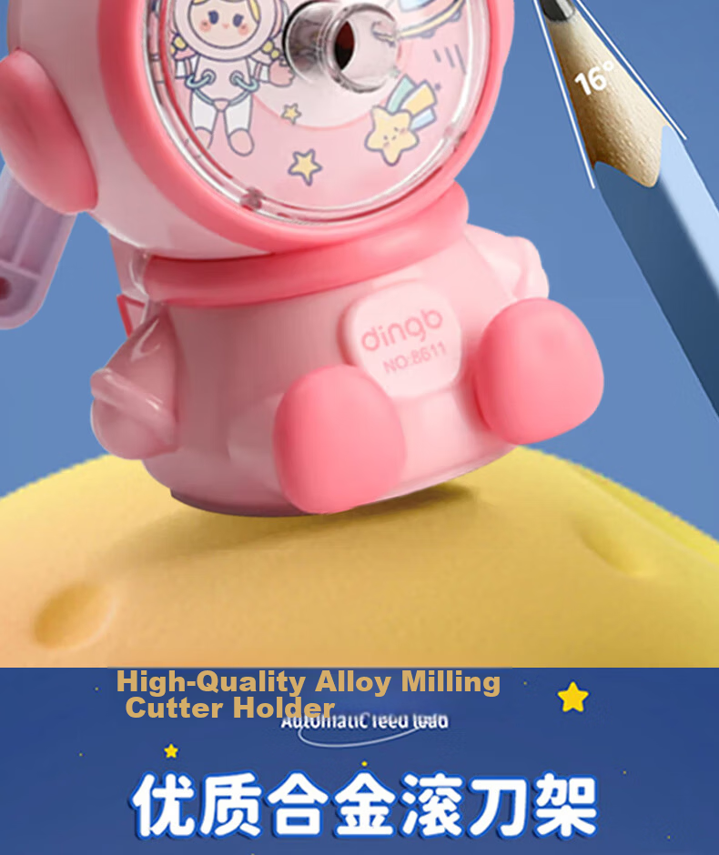 Shaonianban Pencil Sharpener, Anti-Jamming, Manual Adjustable Thickness, Rotating Pencil Sharpener, Back-To Gift, for Primary And Middle School Students, Kindergarten Children, Stationery, Birthday Gift for Boys And Girls, Pink Rocket Desig 4