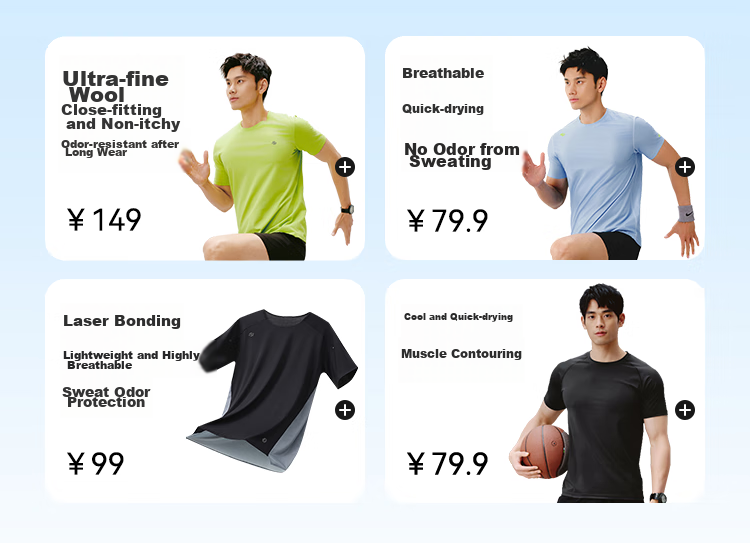 JD Original Summer Men's Sports Short-Sleeve Running Fitness Aerobic Sweat-Resistant Quick-Dry Wool T-Shirt, Phantom Green, M 3