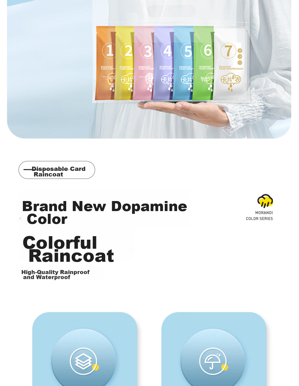 Etravel Disposable Raincoat, Thickened Outdoor Portable Card-Style Poncho, Long And Extra-Large to Resist Heavy Rain, Adult Size, Pack of 7 2