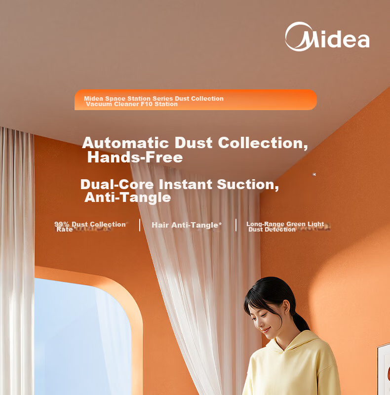 Midea Vacuum Cleaner F30station Obsidian Edition [100 Days Maintenance-Free Hair Cutting] Automatic Dust Collection Station Wireless Long Battery Life Handheld Pet Hair Vacuum for Cat and Dog Hair 1