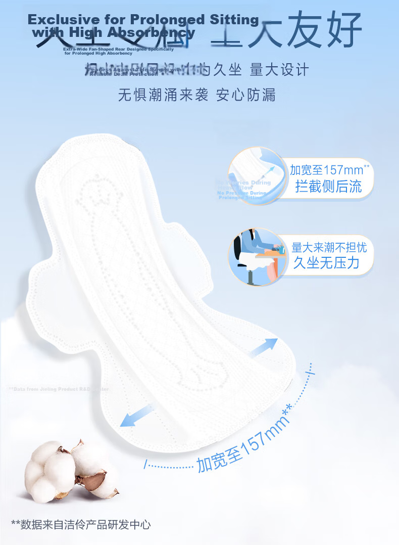 Taotao Oxygen Cotton Tianshan White Disinfection Grade Sanitary Pads Pure Cotton Fan Tail Mini Day and Night Combo 10 Packs 70 Pieces 3