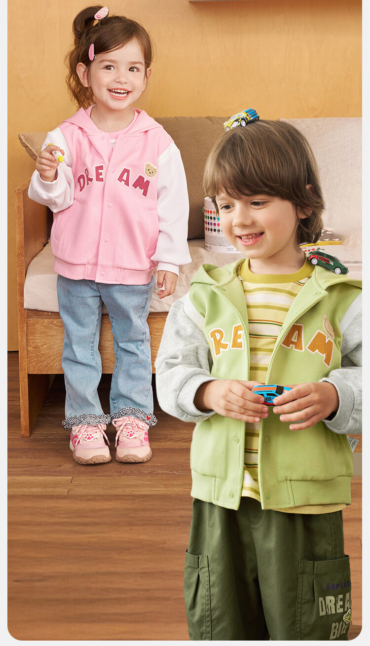 BALABALA Children's Clothing, Baby Outerwear for Boys And Girls, Infant Top, 2026 New Style, Kids Autumn Wear, Loose Soft Hooded Jacket 8