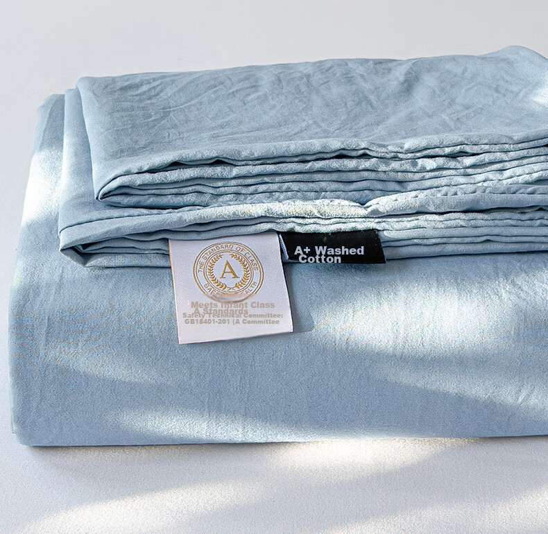 Aiwei A-Class Washed Cotton Single Bed Sheet Dormitory 110g Brushed Cotton Sheet Milk Blue 180*230cm 9