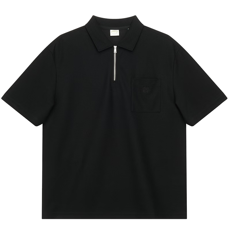 HAZZYS Men's 2026 Summer PHIZ Series Loose Fit Short Sleeve Polo Shirt with Turn-Down Collar and Half Placket